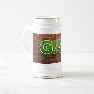 Caneca De Cerveja SlipperyJoe's artístico neon verde Gay Sinal gay 