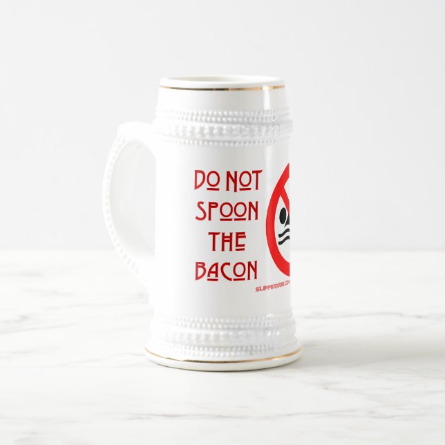 Caneca De Cerveja SlipperyJoe's Do Not Spoon Bacon Red Warman (Frente Esquerda)