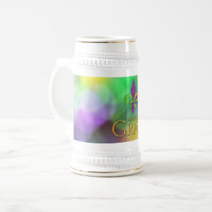 Caneca De Cerveja SlipperyJoe's festivo tema Mardi Gras roxo gre