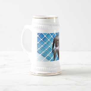 Caneca De Cerveja SlipperyJoe's homem musculoso abdômen definido cue