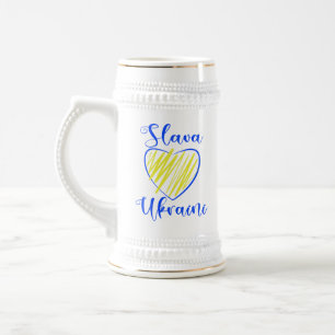 Caneca De Cerveja Slogan Slava Ukraini Glória à Ucrânia coração 