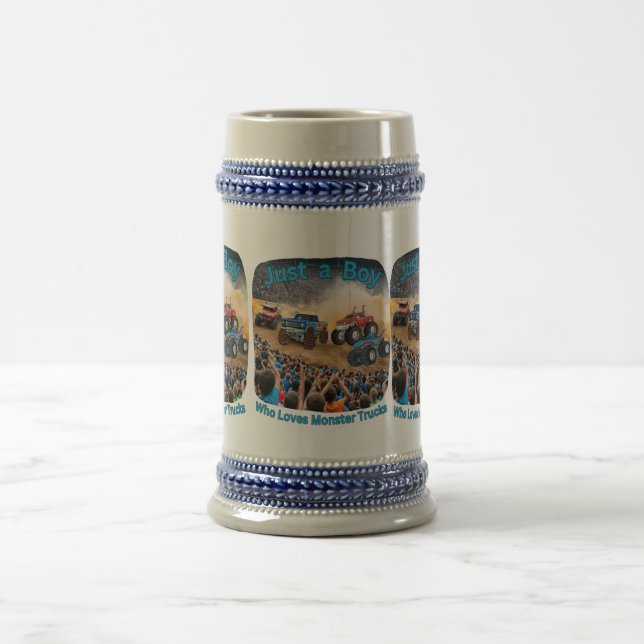 Caneca De Cerveja Só um garoto que ama caminhões monstros (Centro)