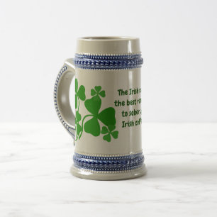 Caneca De Cerveja Sóbrio, café irlandês, shamrock, trevo