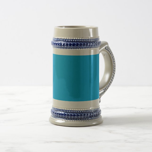 Caneca De Cerveja Solid Cyan Blue Background | Summer Minimal Style (Frente Esquerda)