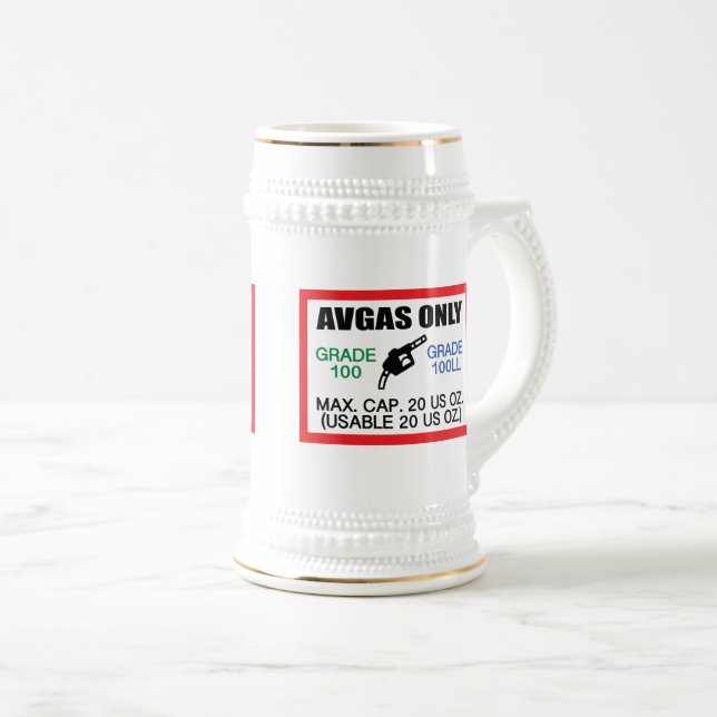 Caneca De Cerveja Somente combustível AVGAS / 100LL (Frente Esquerda)