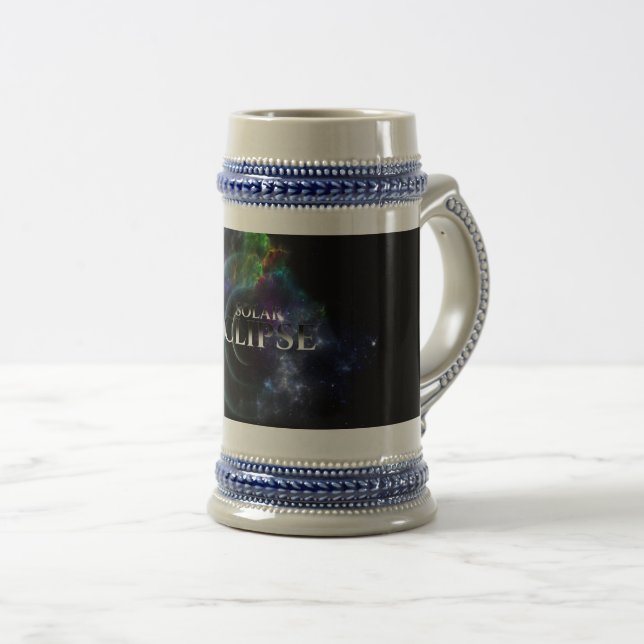 Caneca De Cerveja Spacescape de Arte Fractal do Eclipse Solar (Frente Esquerda)