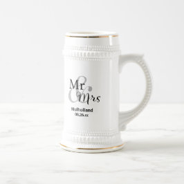 Caneca De Cerveja Sr. & Sra. Casamento com Nomes de noiva e noiva