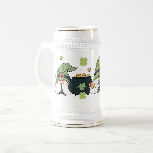Caneca De Cerveja St. Patrick's Cute Day Gnomes (Frente Esquerda)