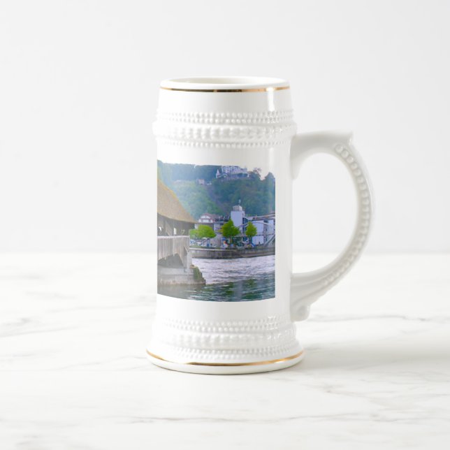 Caneca De Cerveja Suiça, lucerna, ponte de madeira medieval (Direita)