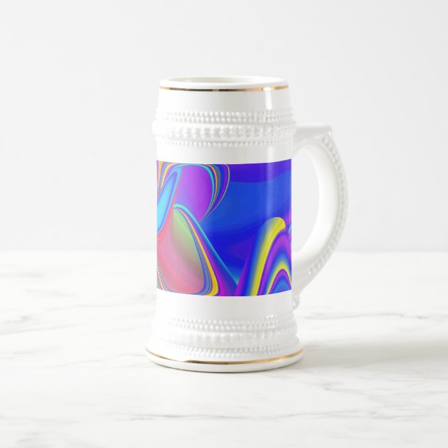 Caneca De Cerveja Summersense, Abstrato 3D Rainbowart (Frente Esquerda)