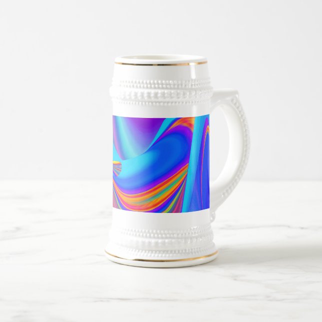 Caneca De Cerveja Summersense, Abstrato 3D Rainbowart (Frente Esquerda)