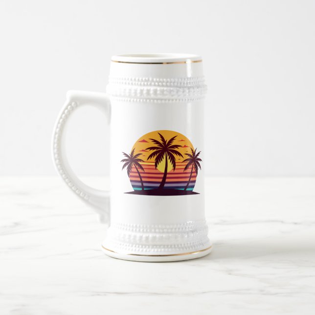 Caneca De Cerveja Sunset com Palm Trees Vetor-98801 (Esquerda)