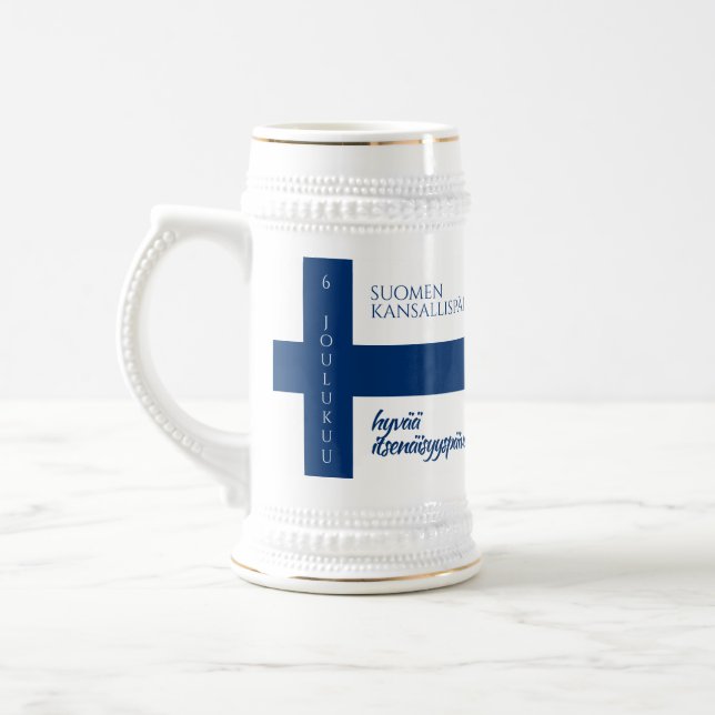 Caneca De Cerveja Suomen Kansallispäivä Bandeira do Dia Nacional da  (Esquerda)