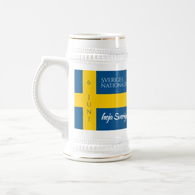 Caneca De Cerveja Sveriges Nationaldag Bandeira do Dia Nacional da S (Esquerda)