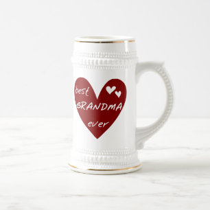 Caneca De Cerveja T-shirt e presentes da avó do coração vermelho os