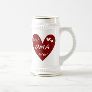 Caneca De Cerveja T-shirt e presentes de Oma do coração vermelho os