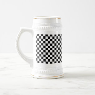 Caneca De Cerveja Tabuleiro de damas clássico preto e branco