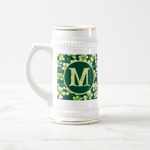 Caneca De Cerveja Tapeçaria de Trevo de Esmeralda: Delícia Verde Esc