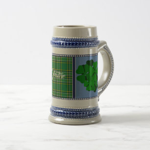 Caneca De Cerveja Tartan da Irlanda, shamrock, trevo de 4 folhas, ac