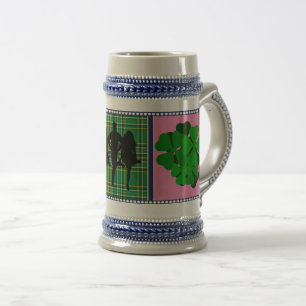Caneca De Cerveja Tartan da Irlanda, trevo do shamrock, dançarinos d