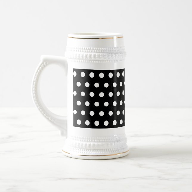 Caneca De Cerveja Teste padrão de bolinhas preto e branco. Manchado (Esquerda)