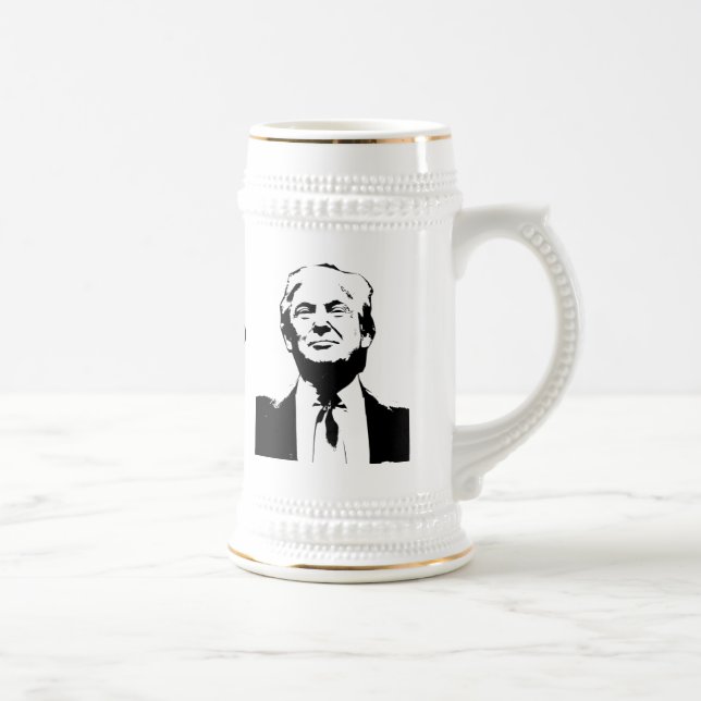 Caneca De Cerveja Texto Personalizado de Silhueta de Imagem de Trump (Direita)