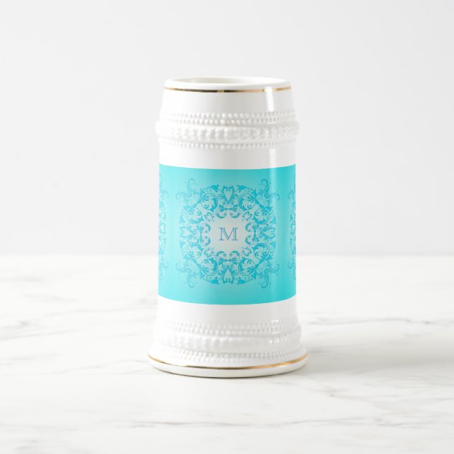 Caneca De Cerveja Textura barroco do inclinação de turquesa do (Centro)