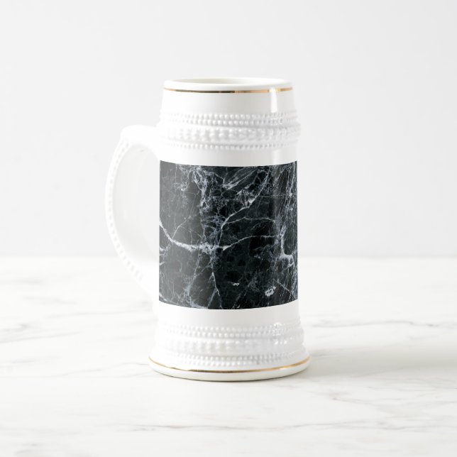 Caneca De Cerveja Textura de mármore preto (Frente Esquerda)
