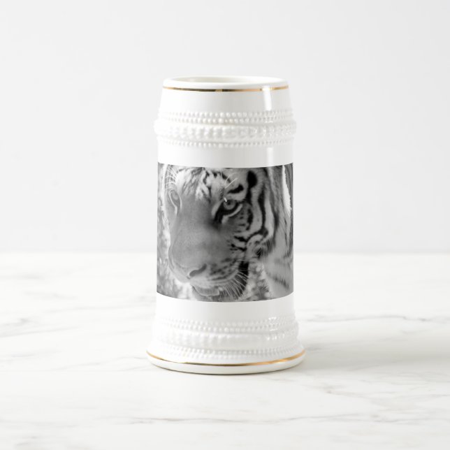 Caneca De Cerveja Tigre listrado selvagem preto e branco (Centro)