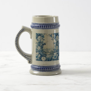 Caneca De Cerveja Toile floral francesa azul