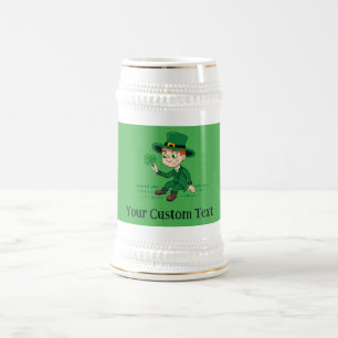 Caneca De Cerveja Toon leprechaun bonito com shamrock e arco-íris