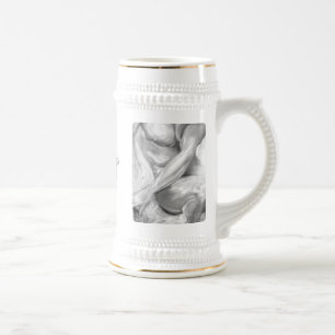 Caneca De Cerveja Torso Masculino Musculoso e Esboço de Arte Origina