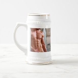 Caneca De Cerveja Torso masculino musculoso sem camisa do SlipperyJo