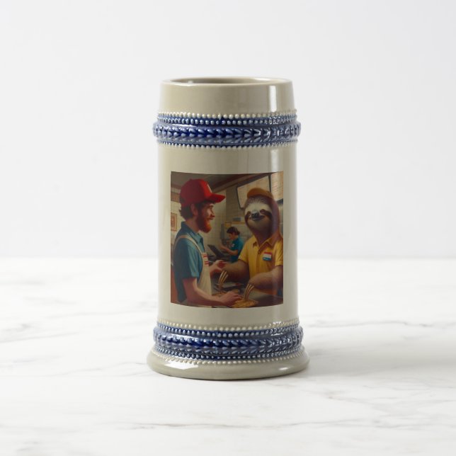 Caneca De Cerveja Trabalhador de Comida Rápida Lenta (Centro)