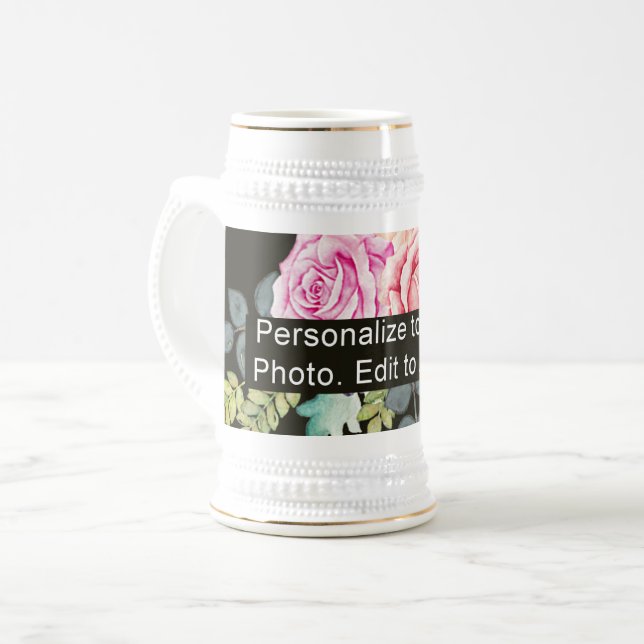 Caneca De Cerveja Trabalho de arte de Fotografia Personalizada Branc (Frente Esquerda)