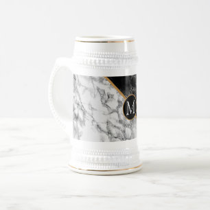 Caneca De Cerveja Trendent Black & White Marble Stone - Adicionar su
