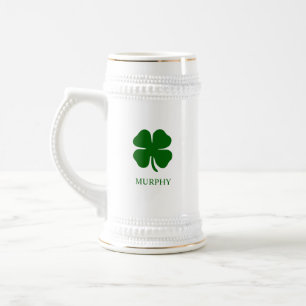 Caneca De Cerveja Trevo de Quatro Folhas Simples Verde Trevo Irlandê