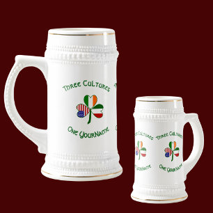 Caneca De Cerveja Trevo de Três Folhas Personalizado Ítalo Irlandês 