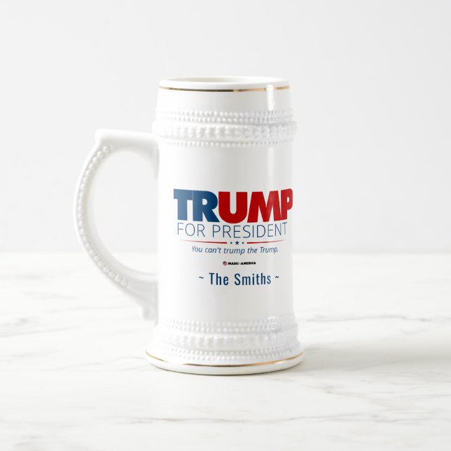 Caneca De Cerveja Trump para presidente Adicionar seu nome (Esquerda)