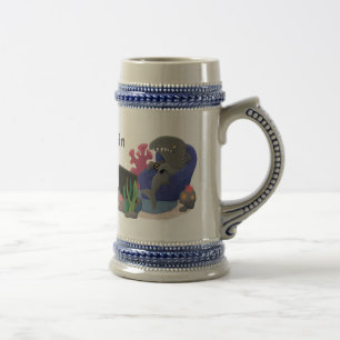 Caneca De Cerveja Tubarão engraçado assistindo desenhos animados na 