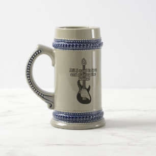Caneca De Cerveja Tudo que eu preciso é amor e tocar violão. P&B