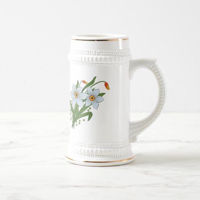 Caneca De Cerveja Tulipas e Flores de Daffodils (Direita)