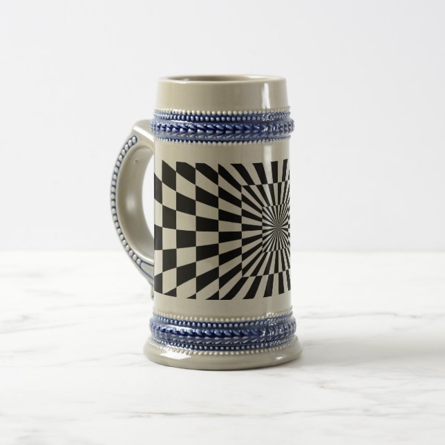 Caneca De Cerveja túnel de chessboard com ilusão óptica (Frente Esquerda)