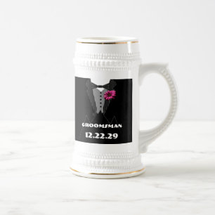 Caneca de cerveja Tuxedo Tie Gerber Daisy Padrinho