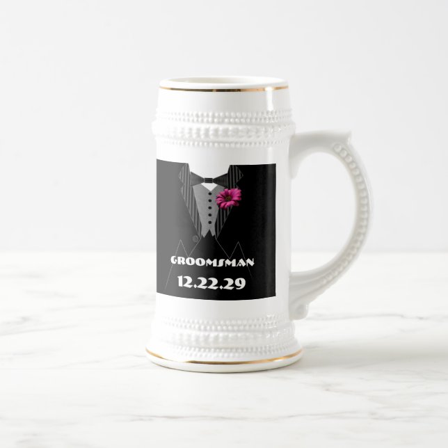 Caneca de cerveja Tuxedo Tie Gerber Daisy Padrinho (Direita)