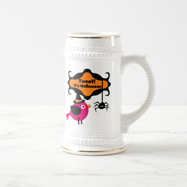 Caneca De Cerveja Tweet Halloween T-shirts e presentes (Direita)