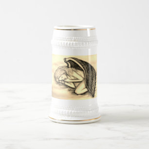 Caneca De Cerveja Um anjo adormecido nas nuvens do céu