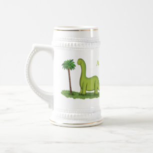 Caneca De Cerveja Um desenho animado de brontosaurus dinossauros, ve