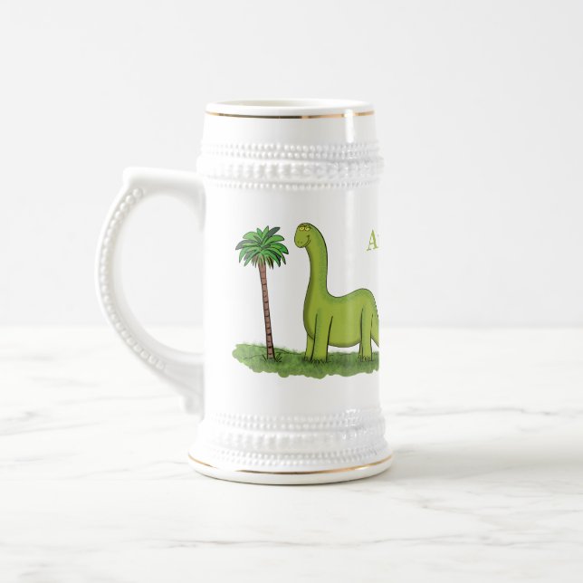 Caneca De Cerveja Um desenho animado de brontosaurus dinossauros, ve (Esquerda)