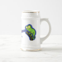 Um desenho animado verde-feliz chameleon lagarto